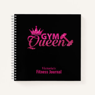 Personalisiert Pink Imitats Glitzer Gym Queen Jour Notizblock