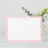 Personalisiert Pink Kariert Gingham Baby Stationer Dankeskarte (Stehend Vorderseite)
