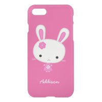 Personalisiert Pink Kawaii Bunny Clear iPhone 7 Fa