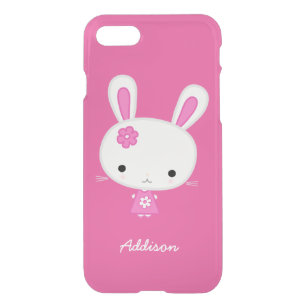 Personalisiert Pink Kawaii Bunny Clear iPhone 7 Fa iPhone SE/8/7 Hülle