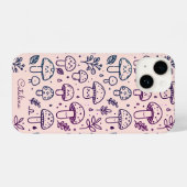 Personalisiert Pink Kawaii Mushroom-Telefongehäuse iPhone Hülle (Rückseite (Horizontal))