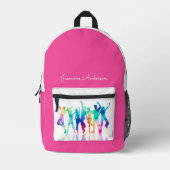 personalisiert-pink-Kinderschule Bedruckter Rucksack (Vorderseite)