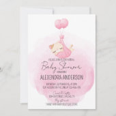 Personalisiert Pink Kitten Baby Girl Dusche Einladung (Vorderseite)