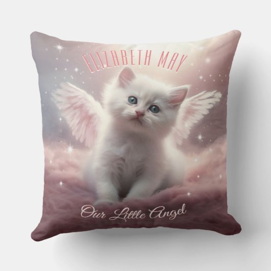 Personalisiert Pink Kitten mit Angel Wings Kissen (Rückseite)
