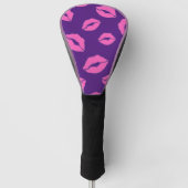 Personalisiert Pink Kokett Kiss Lip on Lila Golf Headcover (Vorderseite)