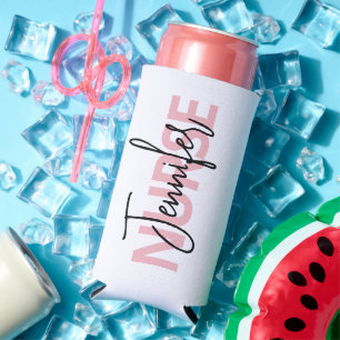 Personalisiert-Pink-Krankenschwester-Typografie Selters Dosenkühler
