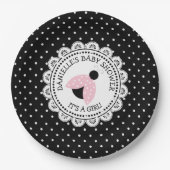 Personalisiert Pink Ladybug Baby Duschpapier Telle Pappteller (Vorderseite)