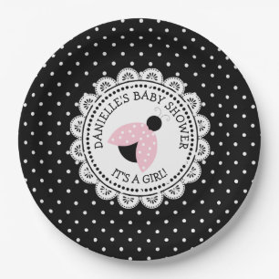 Personalisiert Pink Ladybug Baby Duschpapier Telle Pappteller