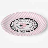 Personalisiert Pink Ladybug Baby Duschpapier Telle Pappteller (Schrägansicht)