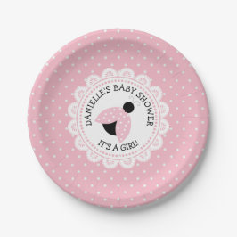 Personalisiert Pink Ladybug Baby Duschpapier Telle Pappteller