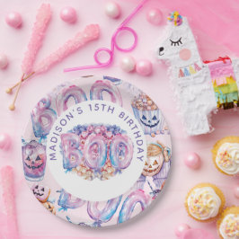 Personalisiert Pink Lila Halloween Boo Pappteller