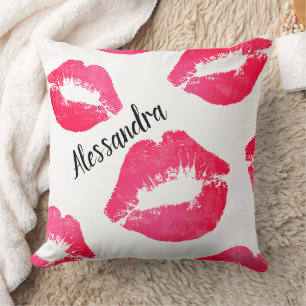 Personalisiert Pink Lipstick Kisses - Fun Pillow D Kissen