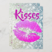 Personalisiert Pink Lipstick "Kisses" Vielen Dank Dankeskarte (Vorne/Hinten)