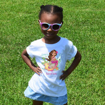 Personalisiert Pink Little Brown Mermaid Baby T-Sh