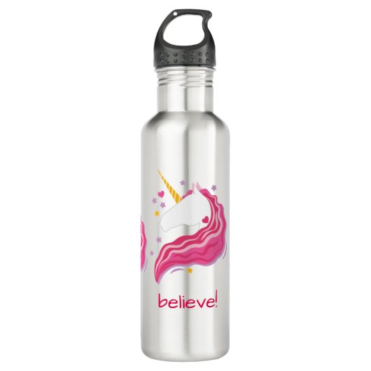 Personalisiert Pink Magical Unicorn Edelstahlflasche (Vorderseite)