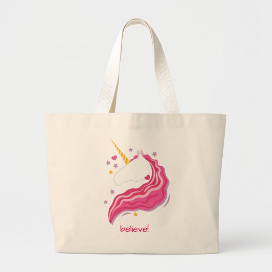 Personalisiert Pink Magical Unicorn Jumbo Stoffbeutel (Vorne)