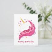 Personalisiert Pink Magical Unicorn Postkarte (Stehend Vorderseite)
