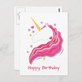Personalisiert Pink Magical Unicorn Postkarte (Vorne/Hinten)