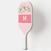 Personalisiert Pink Magnolia Mit Monogramm Pickleball Schläger (Links)