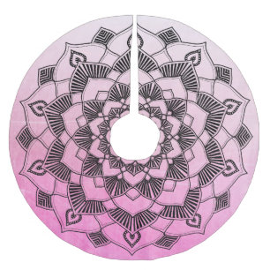 Personalisiert Pink Mandala Weihnachtsrock Polyester Weihnachtsbaumdecke