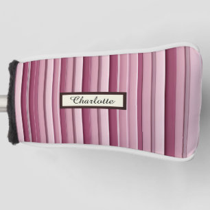 Personalisiert Pink Mauve Stripes Golf Putter Abde Headcover