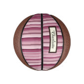 Personalisiert Pink Mauve Stripes Mini Basketball (Vertikal)