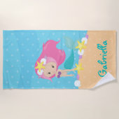 Personalisiert Pink Mermaid Strandtuch (Vorderseite)