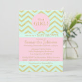 Personalisiert Pink Mint Green Gold Baby Dusche Gi Einladung (Stehend Vorderseite)