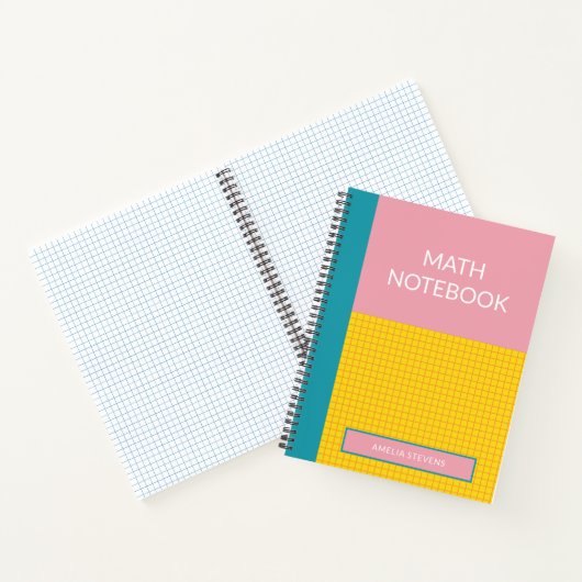 Personalisiert Pink Modern School Math Graph Paper Notizblock (Innenseite)