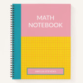Personalisiert Pink Modern School Math Graph Paper Notizblock (Vorderseite)