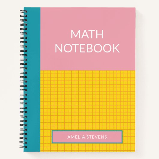 Personalisiert Pink Modern School Math Graph Paper Notizblock (Vorderseite)