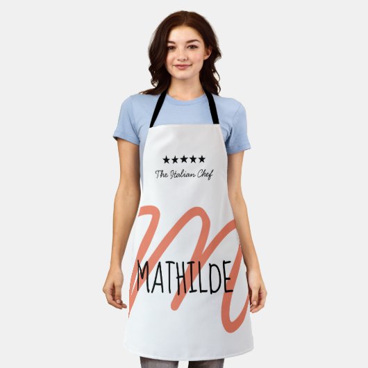 Personalisiert Pink Modern Script Monogram Schürze (Getragen)