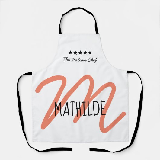 Personalisiert Pink Modern Script Monogram Schürze (Vorderseite)