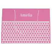 Personalisiert Pink Muster Weihnachten Große Geschenktüte (Vorderseite)