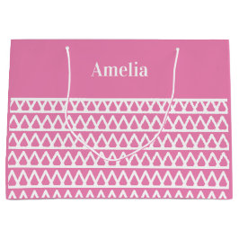 Personalisiert Pink Muster Weihnachten Große Geschenktüte