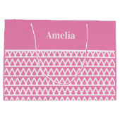 Personalisiert Pink Muster Weihnachten Große Geschenktüte (Rückseite)