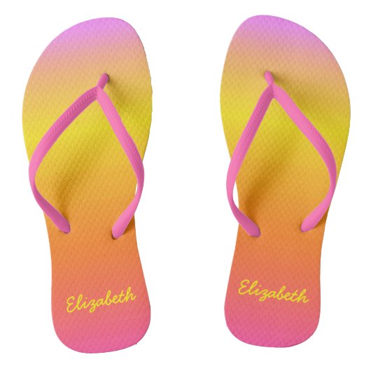 Personalisiert Pink Ombre Flip Flops Badesandalen (Fußbett)