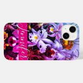 Personalisiert Pink Ombre Orchids Case-Mate iPhone Hülle (Rückseite (Horizontal))