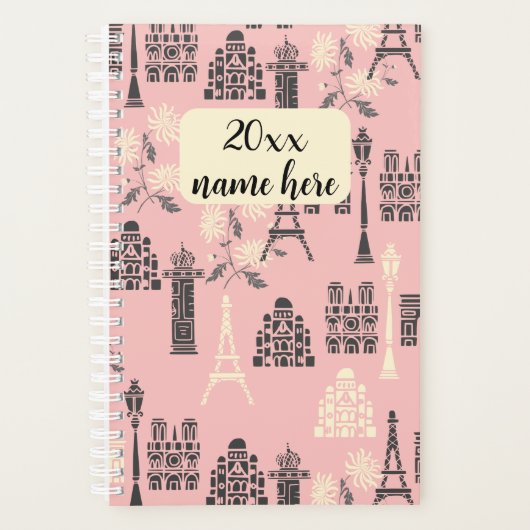 Personalisiert Pink Paris Planer (Vorderseite)