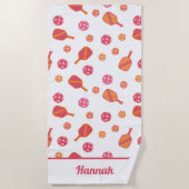 Personalisiert Pink Pickleball Strandtuch (Vorderseite)