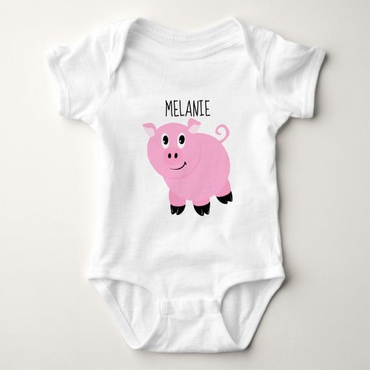 Personalisiert Pink Pig Baby Animal Piggie Baby Strampler (Vorderseite)