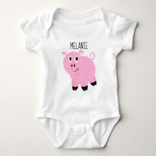 Personalisiert Pink Pig Baby Animal Piggie Strampler