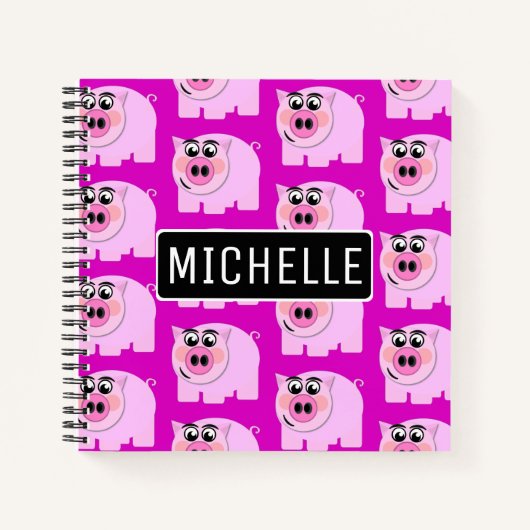 Personalisiert Pink Piggy Notizbuch (Vorderseite)