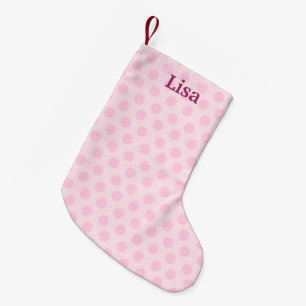Personalisiert Pink Polka Dos Weihnachts-Strumpf Kleiner Weihnachtsstrumpf