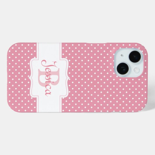 Personalisiert Pink Polka Dot Case-Mate iPhone Hülle (Rückseite (Horizontal))