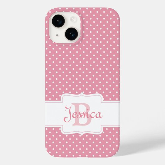 Personalisiert Pink Polka Dot Case-Mate iPhone Hülle (Rückseite)