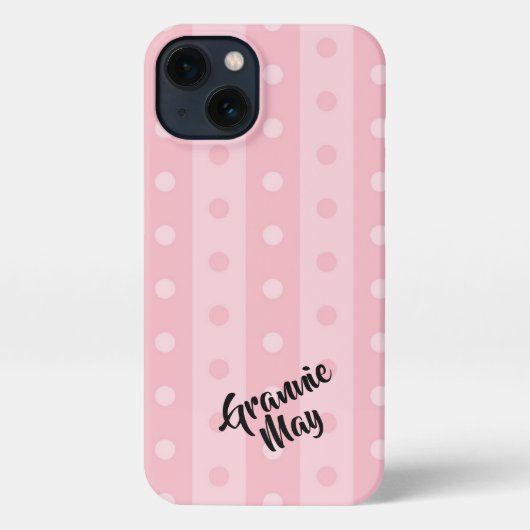 Personalisiert-Pink-Polka-Dot iPhone Case Hülle (Rückseite)