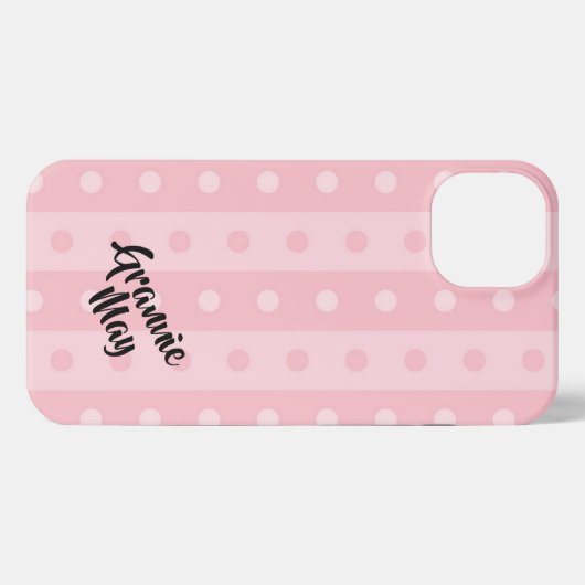 Personalisiert-Pink-Polka-Dot iPhone Case iPhone Hülle (Rückseite (Horizontal))