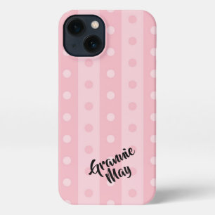 Personalisiert-Pink-Polka-Dot iPhone Case iPhone 13 Hülle