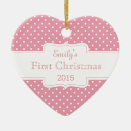 Personalisiert Pink Polka Dot Keramik Ornament